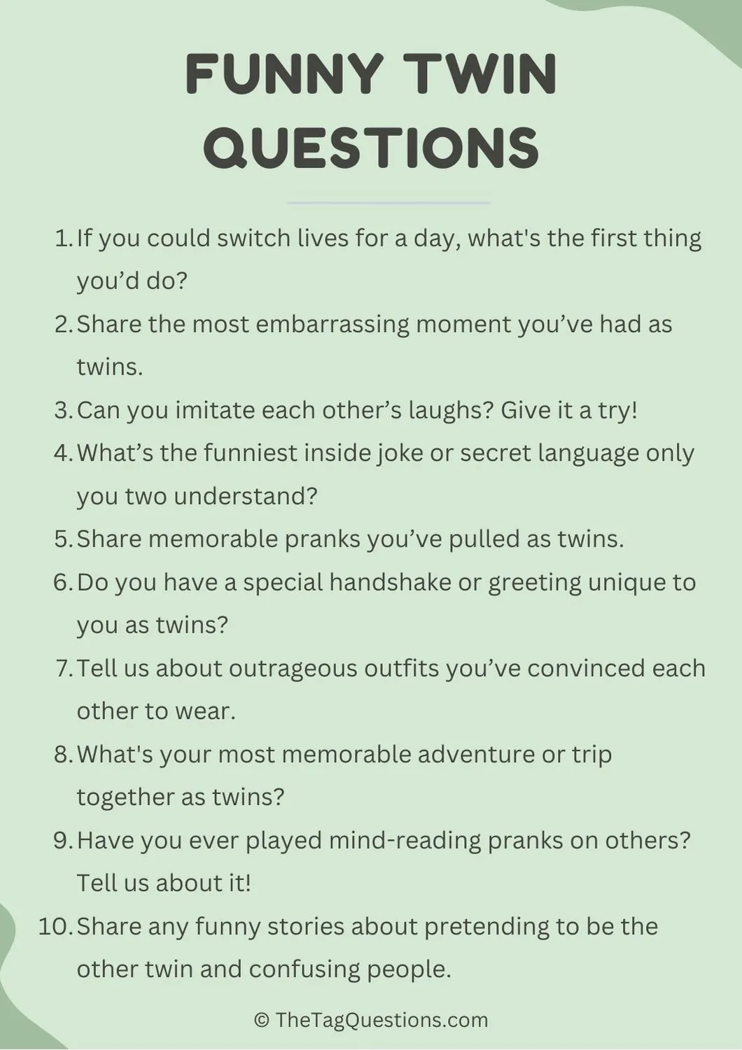100 Fun Twin Tag Questions to Test Your Twin Telepathy