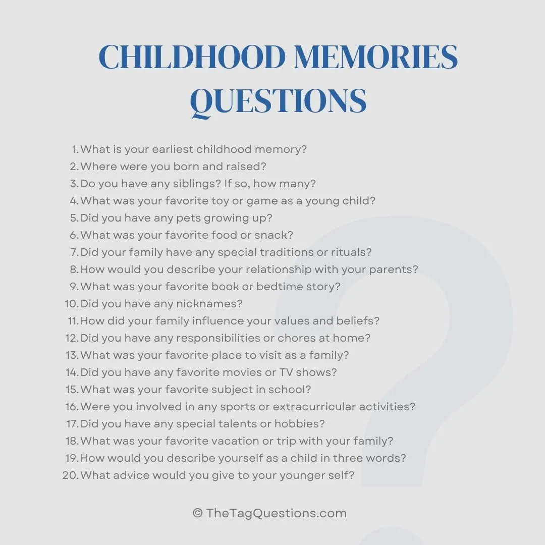 Childhood questions list