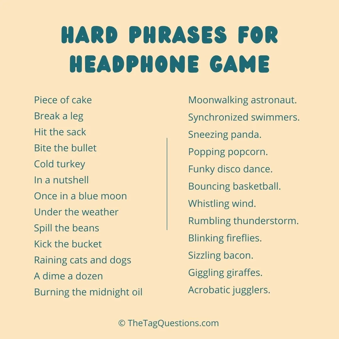 Hard Phrases for Headphone game