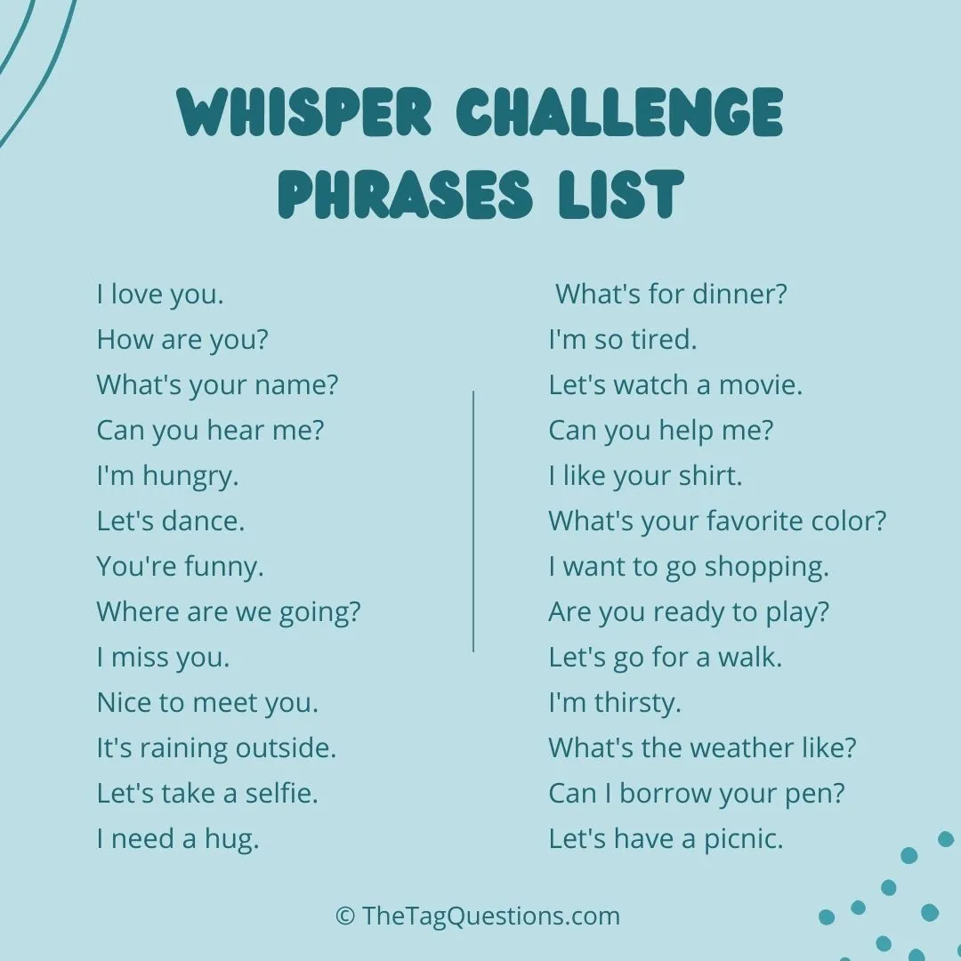 whisper challenge phrases list