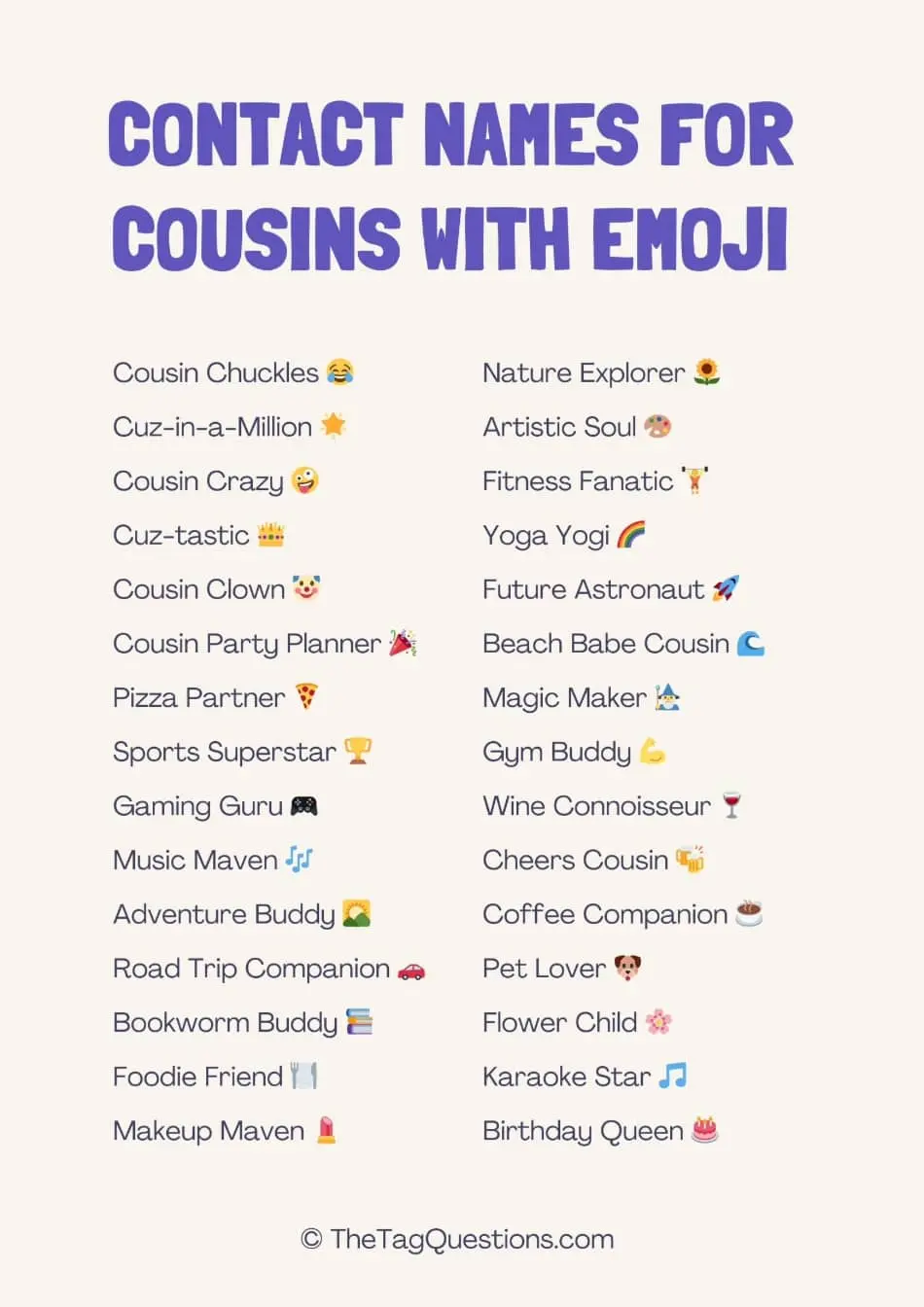 Contact Names For Cousins with Emoji